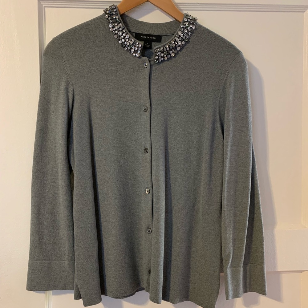 Ann Taylor beaded collar sweater